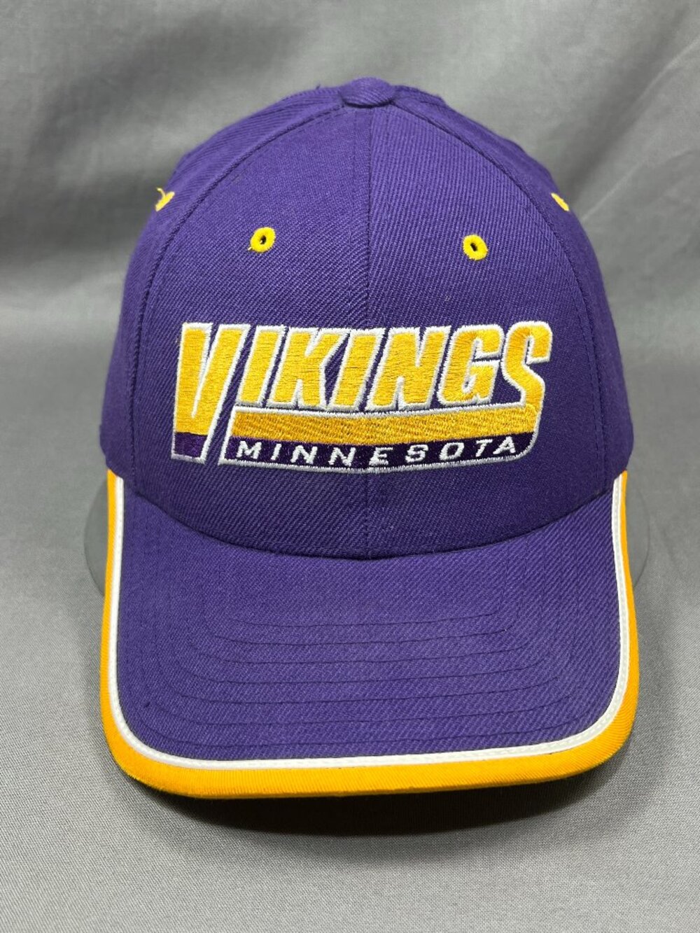 Vtg 90s Minnesota Vikings Pro Player NFL Strapback Hat Purple Gold Football Cap